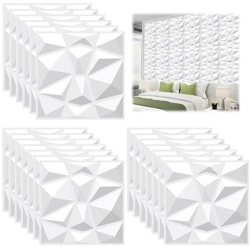 20 Piezas Papel Pintado Autoadhesivo Pared 30 × 30 cm, Vinilos de Pared Decorativos, Revestimiento de Paredes PVC, Ladrillos 3D Adhesivo Pared, Adesivos Papel de Paredes Decoración (Blanco)