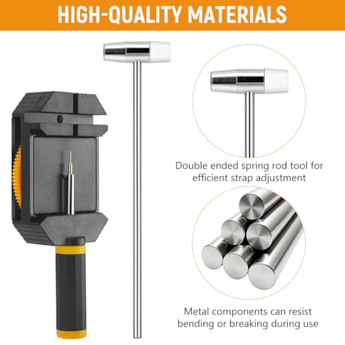 Image of Serplex Watch Link Repairing Removal Tool Set with Pin Remover, Spring Bar Tool, Hammer, Pin Punches & Replacement Pins, for Bracelet Adjustment & Replacement, Pin Remover for Sizing Strap