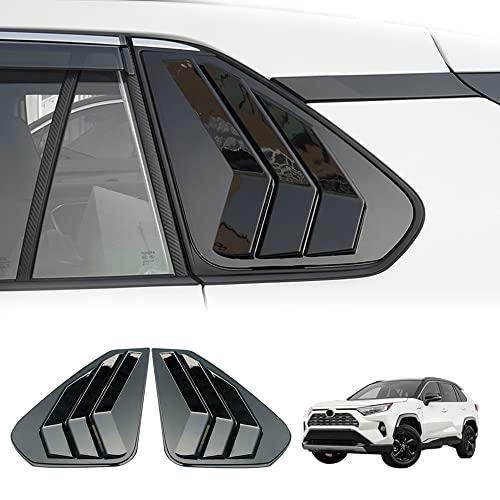 Blazeray Rear Side Window Louvers for Toyota RAV4 2019 2020 2021 2022 2023 ABS Bright Black Sport Style Air Vent Scoop Shades Cover Blinds Trim External Accessories