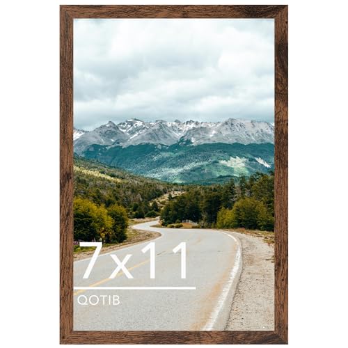 QOTIB 7x11 Picture Frame Deep Brown for Wall Hanging or Tabletop Wood 7 x 11 Frame Photo Frame for Wall Horizontally or Vertically Deep Brown 1 Pack