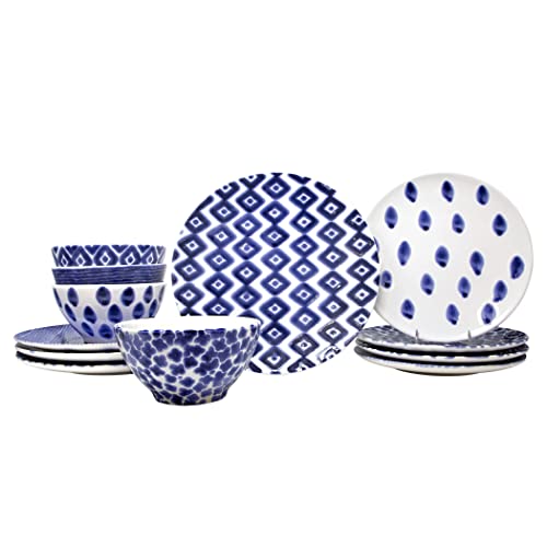 Vietri-Viva-Santorini-Assorted-Salad-Plates-Set-of-4-9-Earthenware-Dessert-Appetizer-Dish