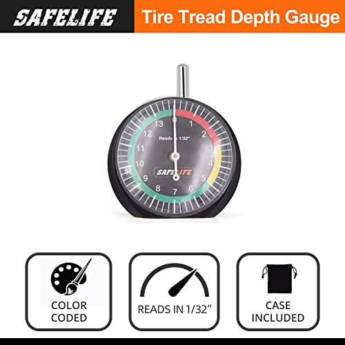 Image of SAFELIFE Tire Tread Depth Gauge, 10 Pack Dial Type Tire Tread Depth Gauge Professional for Motorcycle, Car,Truck and Bus,Easy Reading Tyre Tread Depth Gauge in 32nds