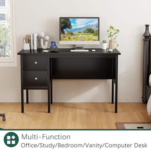Image of BHG 43.3 inch Computer Desk with Drawers for Home Office,Black