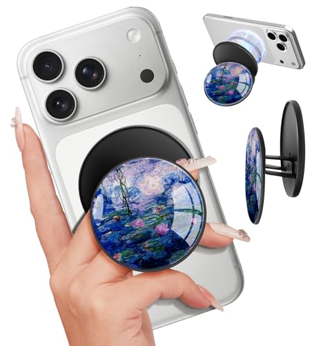 Image of Magnetic Phone Grip, Cute Finger Grip Phone Stand, Water Lily