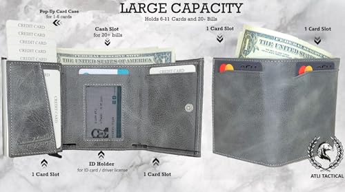 Leather Pop Up Wallet for Men - Smart Wallet - Slim Wallet - RFID Blocking - Holds Up to 10 Cards & ID2