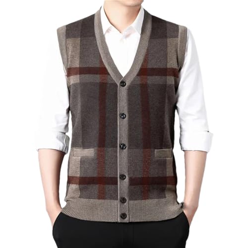 Men's Wool Knitted Vest Thickened Casual Sweater Tank Top V-Neck Sleeveless Warm Cardigan Waistcoat