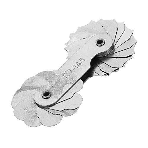 Stainless Steel Radius Gauge, Portable Radius Fillet Gauge Set Concaven Convex Measuring Tool R0.3-1.5/ R1-6.5/ R7-14.5/ R15-25/ R25-50/R52-100 for Die Makers Check(R7-14.5MM)