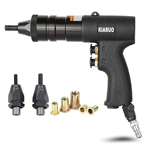 KIARUO Pneumatic Rivet Nut Gun with Self-locking Head Gun,Quick-Change 1 4 & 5 16 & 3 8 Mandrels,Industrial Grade Adjustable Speed Pull Nut Gun Tool