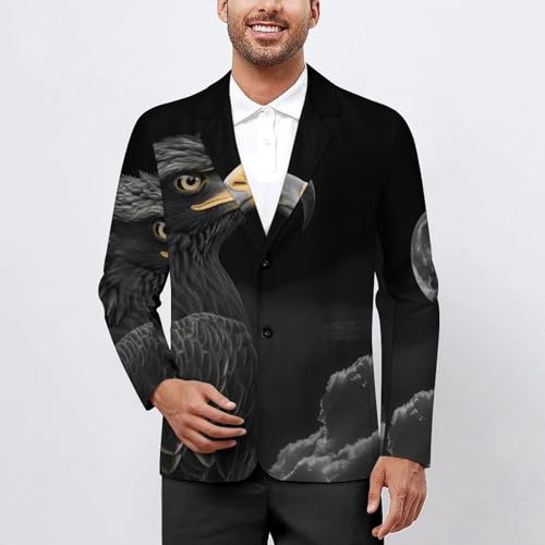 Black & White Eagle Men's Suits Dress Business Formal Suit Print Jackets Coat For Wedding Party2