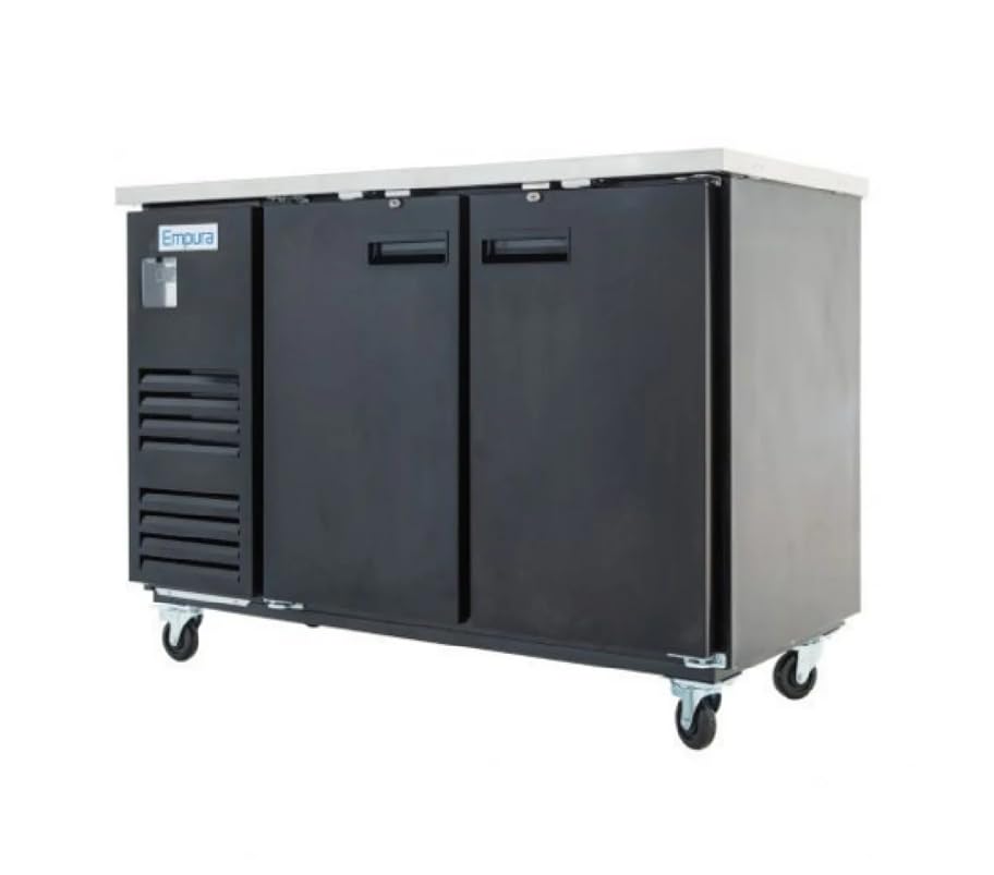 EMPURA 59" Back Bar Cooler Cabinet with Two-Swing Solid Doors | Commercial Refrigerator Fridge for Beverage Beer Soda | 16.6 Cu. Ft. | 58.75"W x 27.63"D x 42.5"H, Black Steel Exterior Finish, 115V