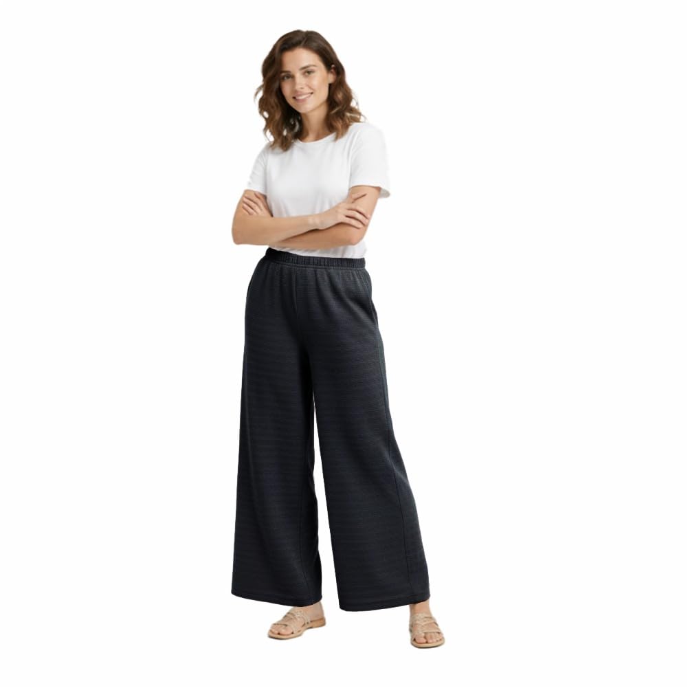 Women’s Ribbed Knitted Plazo Pants – High Waist Wide Leg Stretch Palazzo Trousers for Casual & Office Wear-image-34