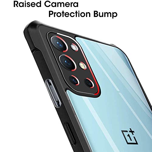 Image of WOW IMAGINE Shock Proof Clear Back Case Mobile Cover for 1+ OnePlus 9R (Hard | Hybrid PC + TPU | Full Armour Device & Camera Protection | Black)