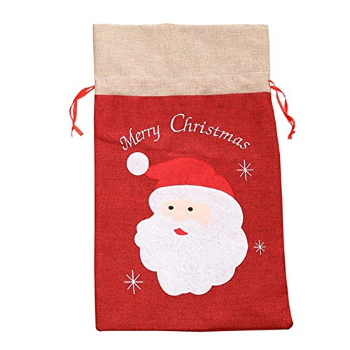 Bangle009 Christmas Linen Snowman Santa Gift Bag Candy Chocolate Goodies Packing Gift Decorative Bag Storage Pouch Xmas Hanging Decor Santa**