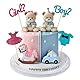 8 Stück Cake Topper Gender Reveal, Boy or Girl Tortendeko Set mit Glitzer Kleid & Strampler, Teddybär, Auto & Schaukelpferd, Babyparty Deko Junge Mädchen, Baby Shower Torte Dekoration Junge Mädchen