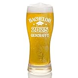 Joymaking Bierglas mit Gravur - Geschafft Bachelor 2025, Bachelor Abschluss Geschenk, Matura Geschenk, Bierglas Pernasoliert 15oz