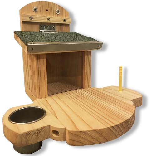 Natures Wardrobe Squirrel Feeder with Extra Long Feeding Platform Gnaw Resistant Roof Built-In Drainage and Interchangeable Water & Corn Stations - Perfect for Encouraging Squirrels to your Garden