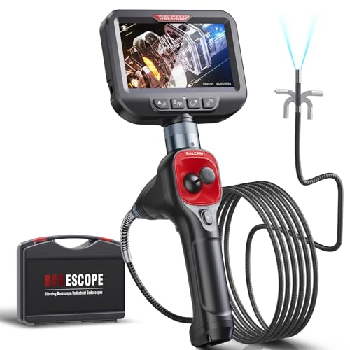 Articulating Borescope 360° Joystick, Ralcam 6.2mm 4 Ways Automotive Endoscope Inspection Camera with 6 LED Lights with 6.6FT Cable