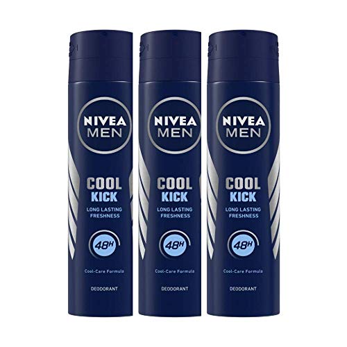 NIVEA Spray Deodorant Cool Kick 48 Hour for Men, 150ml (Pack of 3)