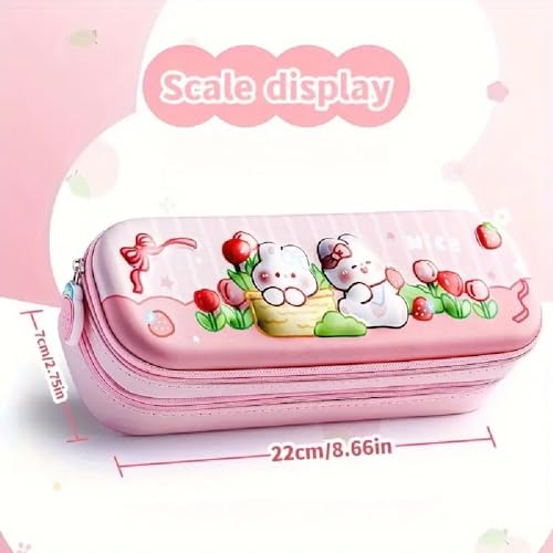 Image of Parshya Pencil Case Double Layer 3D Cute Pencil Pouch Aesthetic Pencil Case for Girls Large Capacity Pen Pencil Pouch Multifunctional Stationery Organizer for School (Double Layer Space Blue)