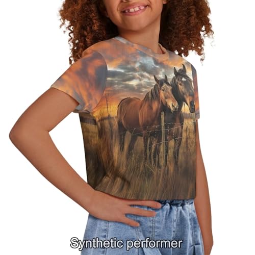 Image of 4th of July Shirt for Girls 7-8 Years US Flag Crop Tops Kids Outfit Independent Day Graphic Tee-