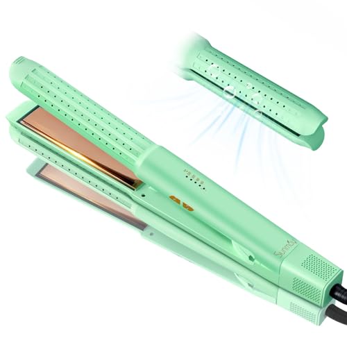SUNMAY Bliz 360°Airflow Piastra per Capelli con Ioni Negativi, Piastra e Arricciacapelli 2 in 1 con Aria Fredda Ventilata per Bloccare lo Stile, Piastre in Lega di Titanio, Doppia Tensione