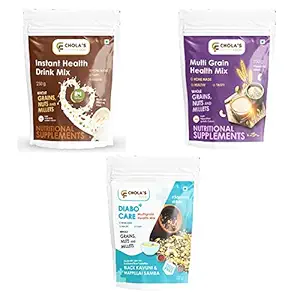 Combo of Instant, Multigrain&Diabocare Health Drink Mix Powder with 24 Natural Ingredients(100% )Whole Grains,Nuts&Millets | No Sugar | Homemade, Tasty & Healthy |-250 G (Combo-Pack Of 3)