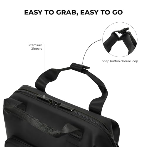 Image of MOKOBARA The Take-Out Lunch Bag - Tan Spill-Proof Large & Roomy for Daily Use, Office Carry, Travel, Easy Access & Easy to Clean (Money Moves), Black