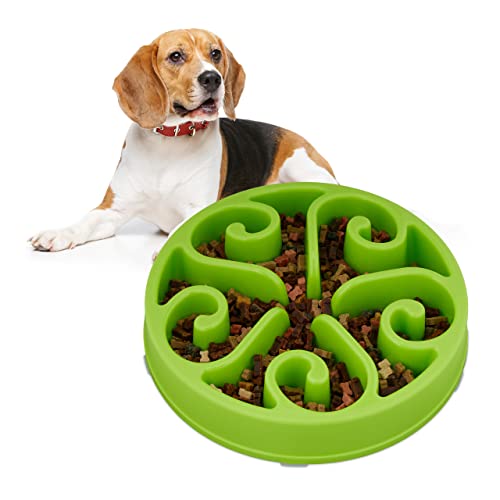 Relaxdays Ciotola Anti-Ingozzamento per Cani, Ø 30 cm, Lenta Assunzione del Cibo, Adatta alla Lavastoviglie, Verde