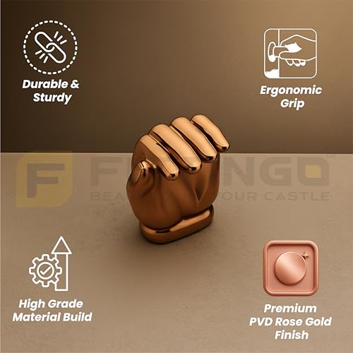 Image of Hand Design Knob for Drawer /Door Knob /Drawer Knobs /Decorative Knobs and Pulls /Door Hardware /Zinc Alloy (PVD Rose Gold Finish) Pack of 8-| 3 Years Warranty |