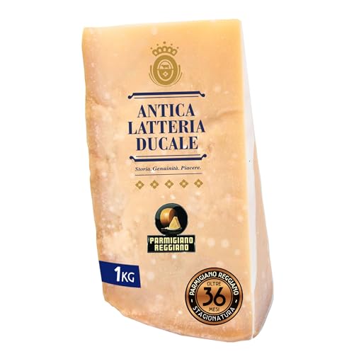 Parmigiano Reggiano Dop 36 mesi da Allevamento e Agricoltura Sostenibili - Premiata Produzione Artigianale dal 1949 - Formaggio Naturalmente Privo di Lattosio ANTICA LATTERIA DUCALE (1kg - 1 punta)
