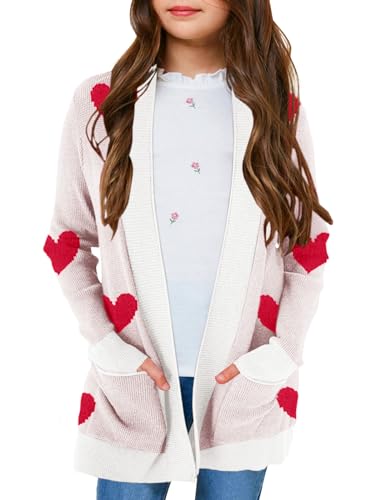Image of Girls Cardigan Kids Open Front Oversized Sweater with Pockets | Casual Cardigans, Soft Knit, Long Sleeve, Uniform Cardigan for Girls, 7-14 Years