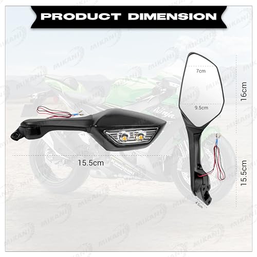 Image of OBEROI'S TRADERS Universal Adjustable Rear View Side Mirror with Turn Signal Led Indicator for All Fairing Bikes