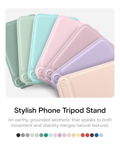 Image of MOFT Invisible Phone Tripod Stand, Slim Foldable Selfie Stick Compatible with MagSafe, Pocket-Sized Cell Phone Tripod for Video Recording, MOVAS Leather Travel Essentials, Seafoam