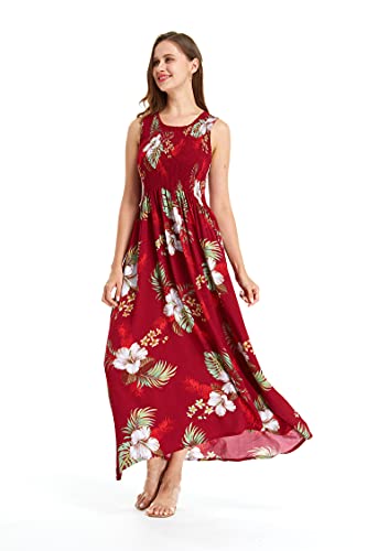 Image of Matchable Family Hawaiian Luau Men Women Girl Boy Clothes in Pineapple Garden Burgundy