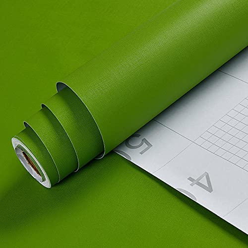 Papier peint meuble PVC adhésif vert foncé 66x500 cm pour décoration armoire