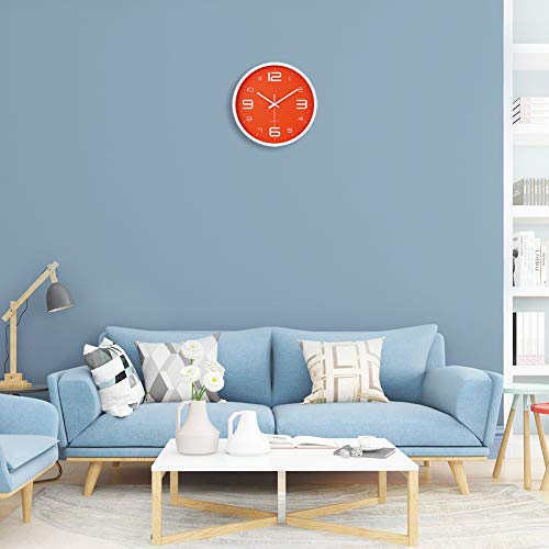 image for JoFomp 3D Number Dial Face Modern Wall Clock, 12 Inch Non-Ticking Sile
