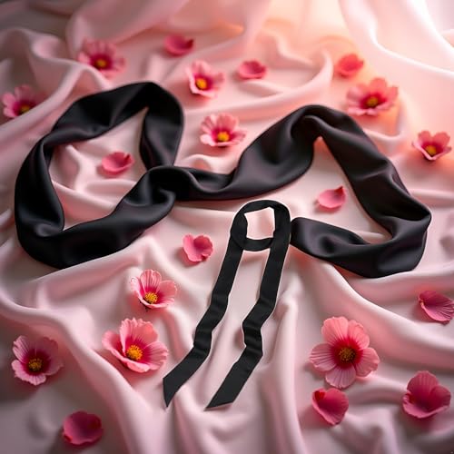 Black Satin Ribbon Belt Long Chiffon Sash Waist Belt for Bridal Wedding Dress Belt Bridal Waist Belt Robe Replacement Formal Special Occasion Dresses Accessories for Women Girls Women's Belts3
