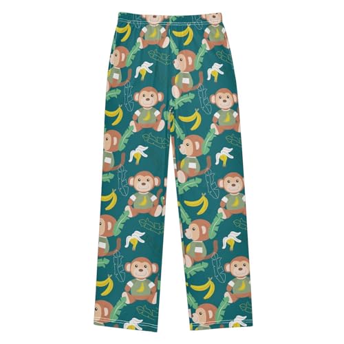 ZZXXB Tropical Banana Monkey Boys Long Pants Soft Trousers Elastic Waist Kids Lounge Bottoms with Pockets S-XL1