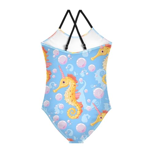 Bubble Seahorse Girls One Piece Swimsuits Summer Quick Dry Beach Bathing Suit2