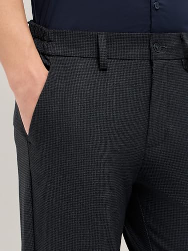 Image of THE BEAR HOUSE Men's Blue Regular Fit Formal Trouser
