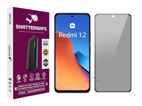 Image of Anti-Spy Privacy Tempered Glass Screen Protector Compatible For Redmi 12 [Pack of 1]. 9H Hardness, Anti-Scratch, Edge-to-Edge Protection With Easy Installation Kit & Case Friendly Fit.