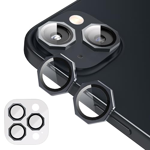 Image of GadgetBite Snaptra Octagon Lens Protector Compatible With iPhone 14 & iPhone 14 Plus - 9H Tempered Glass Camera Cover with Metal Ring, Scratch-Resistant,Camera Lens Protection - Black