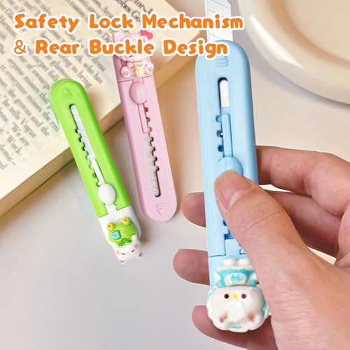 Image of 6 Pack Box Cutter Retractable, Sharp Utility Knife Retractable, Cute Box Cutters for Office, Home, Arts Crafts, Cartons, Cardboard Multi-Colors