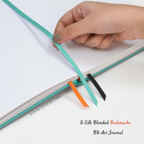 Image of NEORAH - B5 - ART JOURNAL | 200Gsm Dotgrid Notebook |160 Pages(25.0 x 17.5 cm) | Lay Flat |Hard Cover Bullet - Journal | 3 Bookmarks |Elastic Closure | Inner BackPocket | Ideal- Bujo,Art (TEAL)
