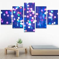 SIGNWIN 5 Panel Canvas Wall Art Modern Art Abstract Closeup Geometric Lights Mixed Media Modern Multicolor for Home Decorations Ready to Hang - 60