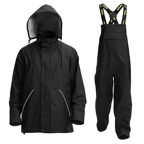 FWG Men's Workwear PRO Rain Suit - Ultimate Safety & Comfort | Waterproof, Durable PU Jacket & Bib Pants Set.