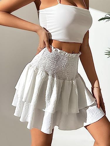Casual Skirt for Women High Waist Ruffle Hem Skirt Trendy4