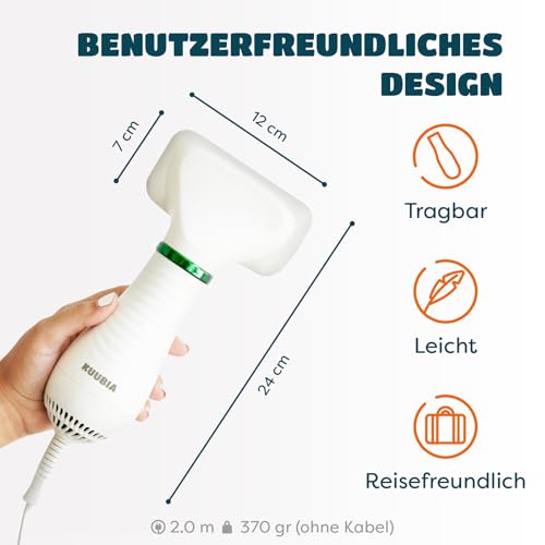 KUUBIA Hundeföhn | 2-in-1 Haartrockner mit Bürste | Hundefön für kleine und mittelgroße Hunde & Katzen | 300W Blower, tragbar, relativ leise, einstellbare Temperatur, Edelstahl-Zupfbürste