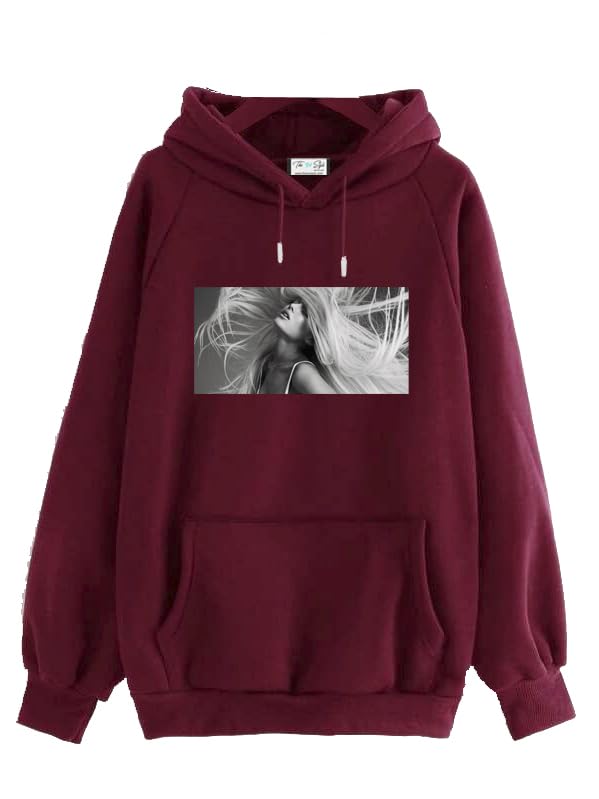 Image of The SV Style Random Print Graphic Print Pullover Hoodie, Black, Long Sleeve with Kangaroo Pocket 320 GSM Fleece Inside