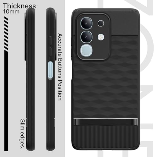 Image of Pikkme Back Cover for Vivo T4x 5G / iQoo Z10x 5G / Vivo Y31 Pro 5G Camera Protection 3D Hexa Cube Design Silicone Protective Bumper Case (Black)